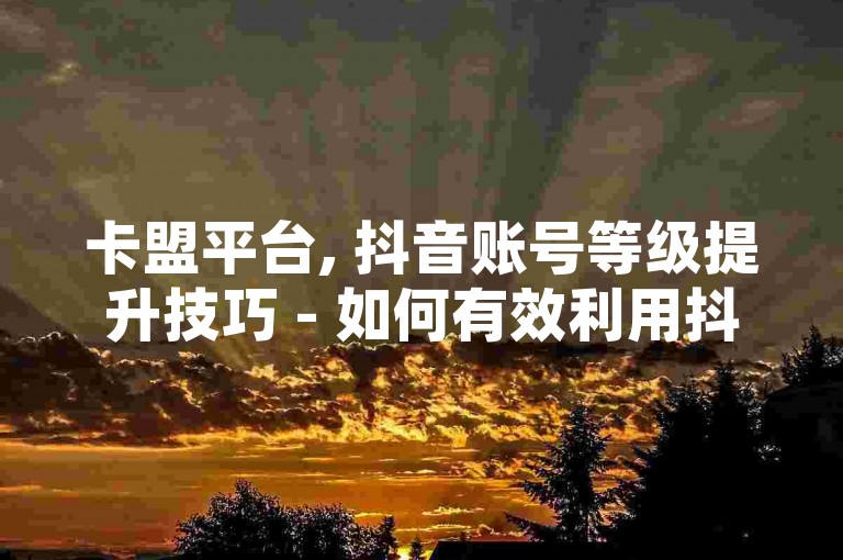 卡盟平台, 抖音账号等级提升技巧 - 如何有效利用抖音进行品牌宣传 - 抖音视频创意制作指南