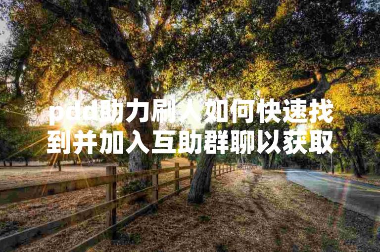 pdd助力刷人如何快速找到并加入互助群聊以获取更多帮助？