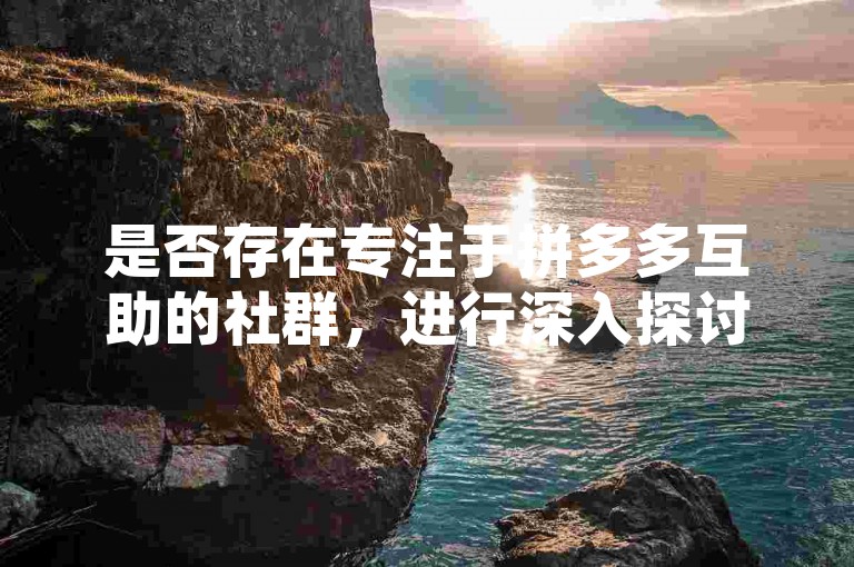 是否存在专注于拼多多互助的社群，进行深入探讨与分析。