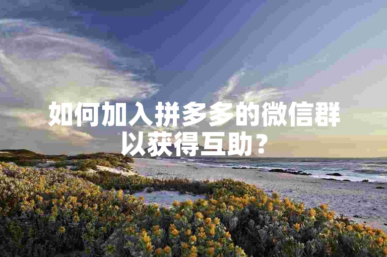 如何加入拼多多的微信群以获得互助？
