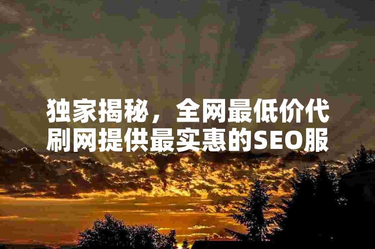 独家揭秘，全网最低价代刷网提供最实惠的SEO服务，成为2025年必学技能！