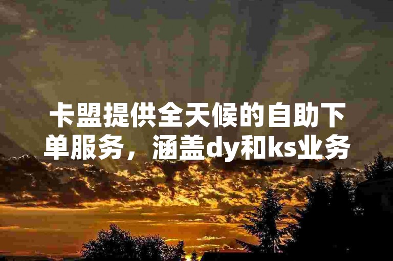 卡盟提供全天候的自助下单服务，涵盖dy和ks业务，让你轻松在线购买。