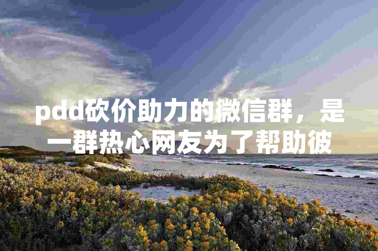 pdd砍价助力的微信群，是一群热心网友为了帮助彼此在拼多多平台上砍价而组建的群组。