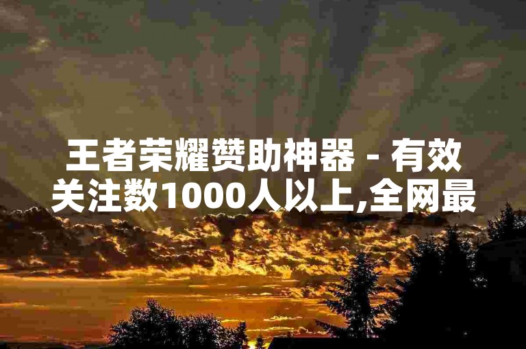 王者荣耀赞助神器 - 有效关注数1000人以上,全网最低价在线刷快手死粉,刷抖音用什么卡免流量。