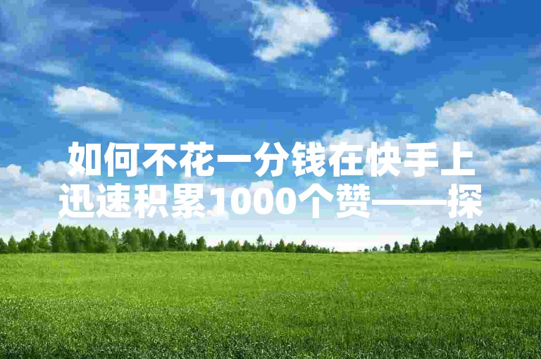 如何不花一分钱在快手上迅速积累1000个赞——探索高效的刷赞平台。