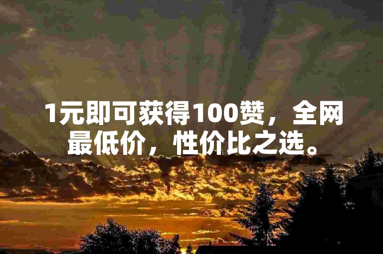 1元即可获得100赞，全网最低价，性价比之选。