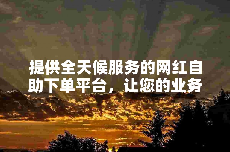 提供全天候服务的网红自助下单平台，让您的业务迅速增长。