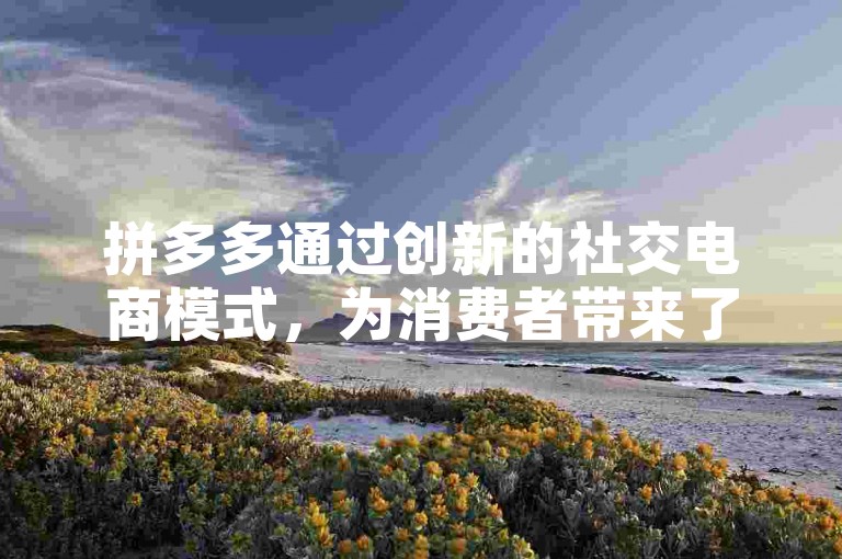 拼多多通过创新的社交电商模式，为消费者带来了全新的购物体验。