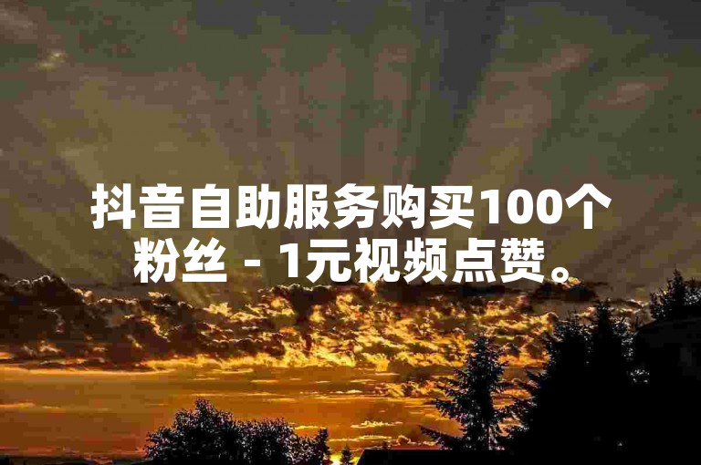 抖音自助服务购买100个粉丝 - 1元视频点赞。