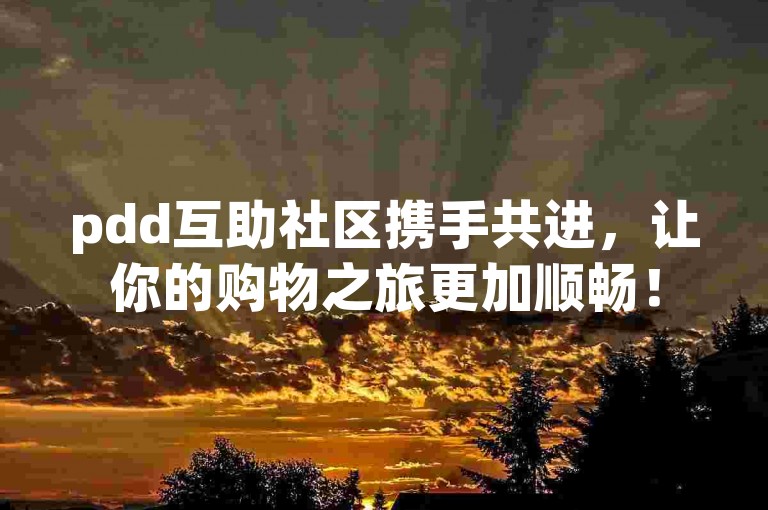 pdd互助社区携手共进，让你的购物之旅更加顺畅！