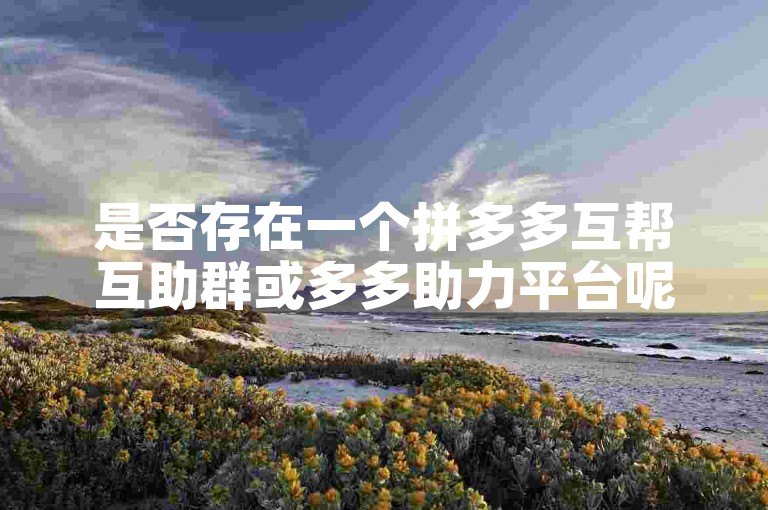 是否存在一个拼多多互帮互助群或多多助力平台呢？