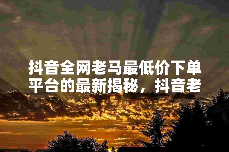 抖音全网老马最低价下单平台的最新揭秘，抖音老马最低价购买途径揭秘！2024必学，探索抖音购物新境界，揭秘老马最低价的独家秘诀，让你在2024年成为省钱达人！