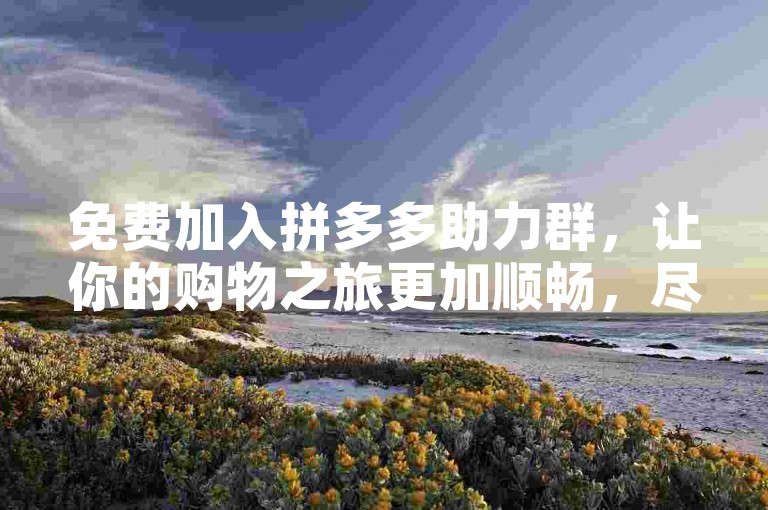 免费加入拼多多助力群，让你的购物之旅更加顺畅，尽享团队折扣的乐趣。