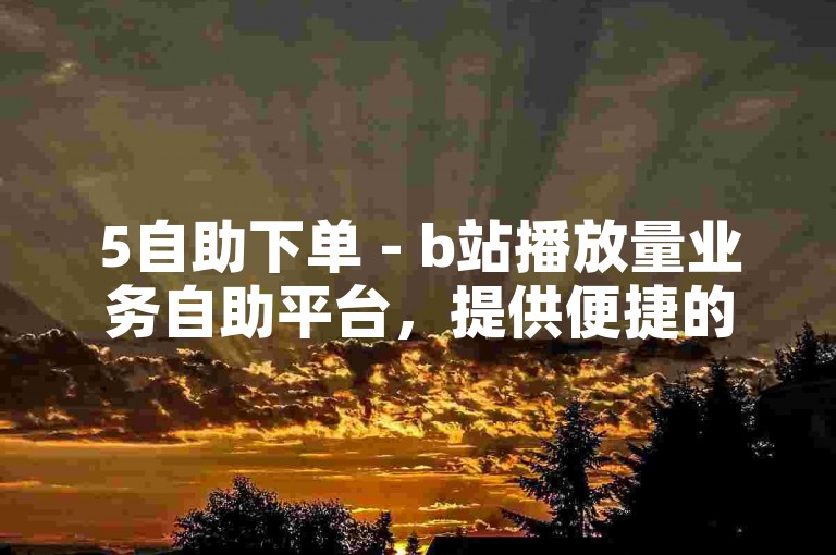 5自助下单 - b站播放量业务自助平台，提供便捷的视频推广服务。