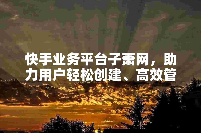 快手业务平台子萧网，助力用户轻松创建、高效管理及广泛推广个人快手账号。