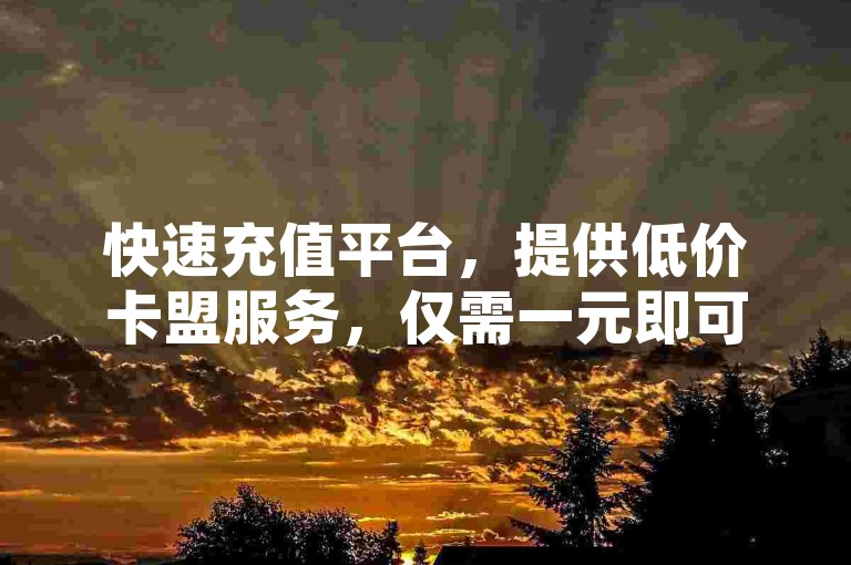 快速充值平台，提供低价卡盟服务，仅需一元即可获得一万播放量，同时支持QQ访客量增长。