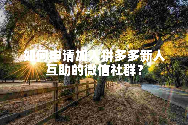 如何申请加入拼多多新人互助的微信社群？