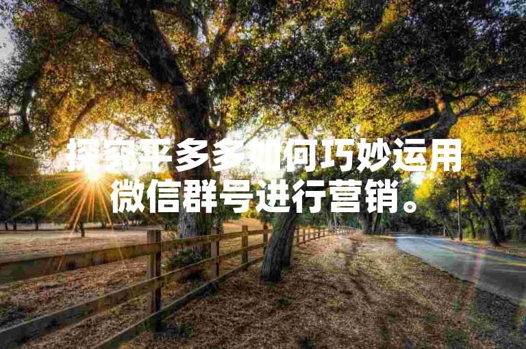探究平多多如何巧妙运用微信群号进行营销。