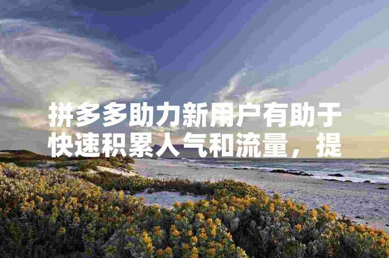 拼多多助力新用户有助于快速积累人气和流量，提升平台活跃度与市场竞争力，同时为新用户提供实惠的商品和服务，促进双方共赢发展。