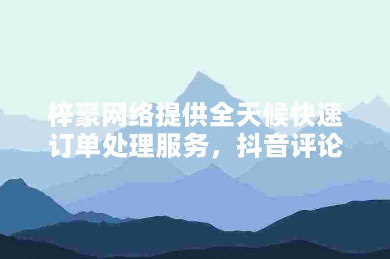 梓豪网络提供全天候快速订单处理服务，抖音评论区下单享受超低价格，自助式下单仅需几毛钱，惊喜不断！