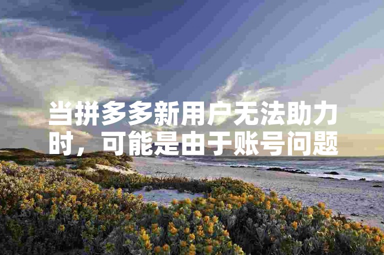当拼多多新用户无法助力时，可能是由于账号问题或活动规则限制，建议检查账号状态并阅读相关活动条款。