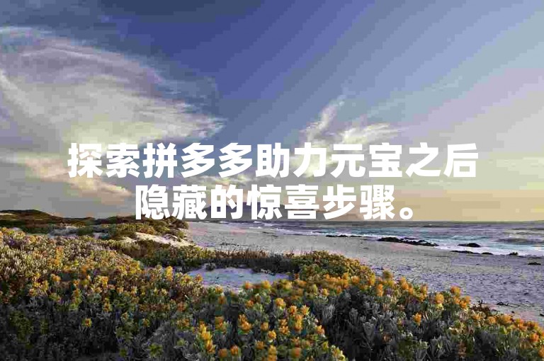 探索拼多多助力元宝之后隐藏的惊喜步骤。