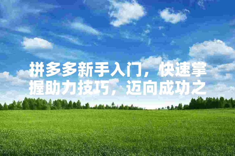 拼多多新手入门，快速掌握助力技巧，迈向成功之路。