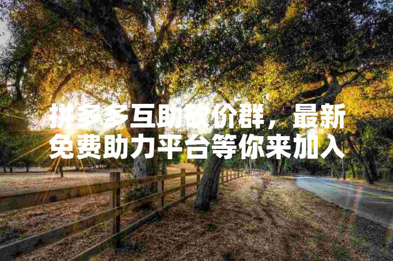 拼多多互助砍价群，最新免费助力平台等你来加入。