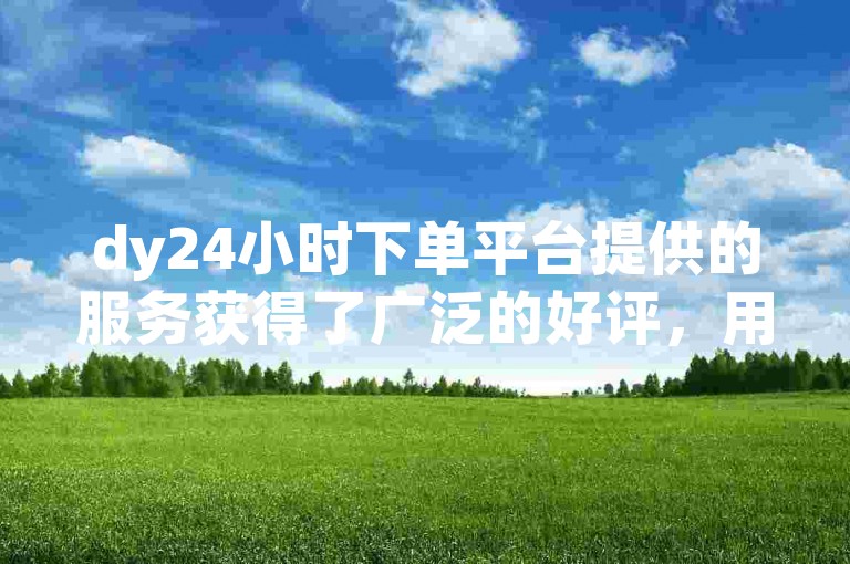 dy24小时下单平台提供的服务获得了广泛的好评，用户们对其快速响应和高效处理订单的能力给予了高度认可。