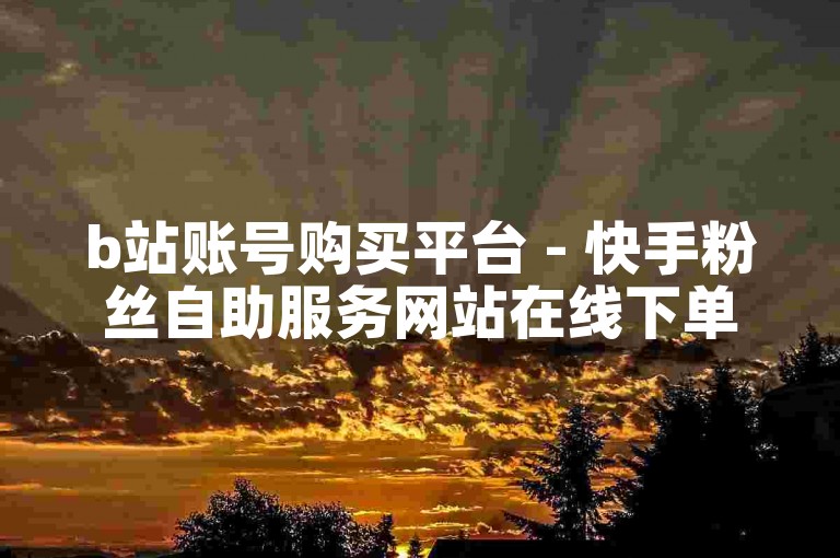 b站账号购买平台 - 快手粉丝自助服务网站在线下单