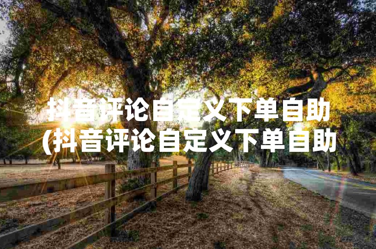 抖音评论自定义下单自助(抖音评论自定义下单自助怎么操作)