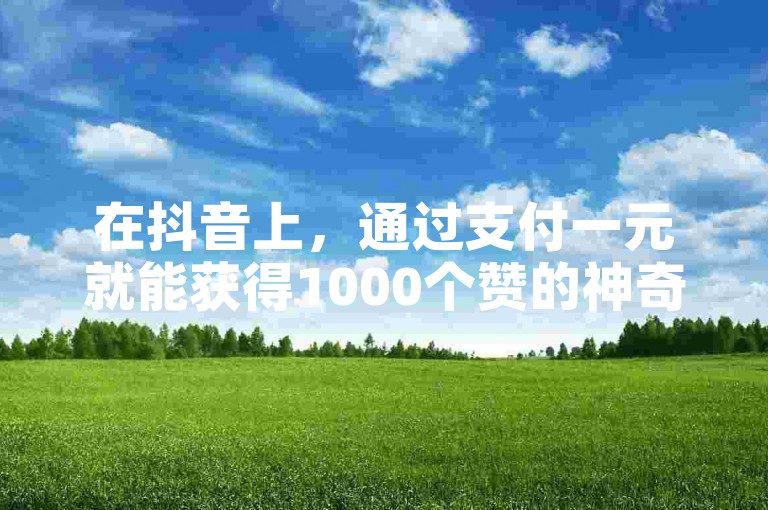 在抖音上，通过支付一元就能获得1000个赞的神奇软件，或是以0.1元的低价购买一万赞的平台，为渴望提升视频热度的创作者提供了便捷的增赞途径。
