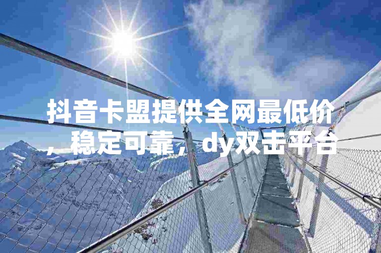 抖音卡盟提供全网最低价，稳定可靠，dy双击平台支持秒到账。