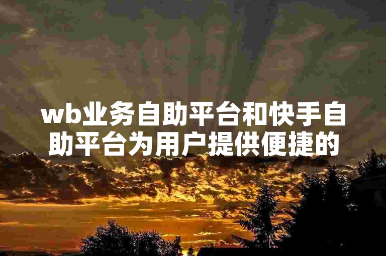 wb业务自助平台和快手自助平台为用户提供便捷的在线服务。