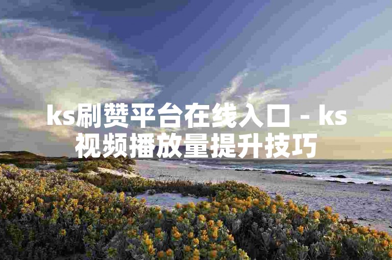 ks刷赞平台在线入口 - ks视频播放量提升技巧