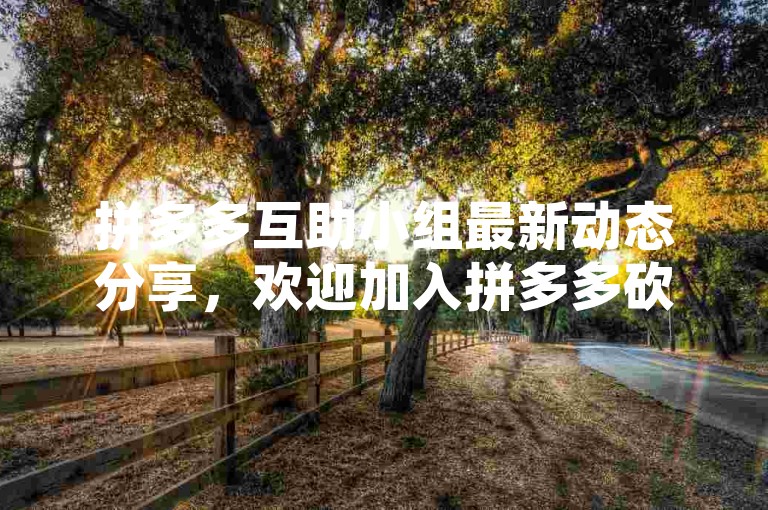 拼多多互助小组最新动态分享，欢迎加入拼多多砍价新人群。