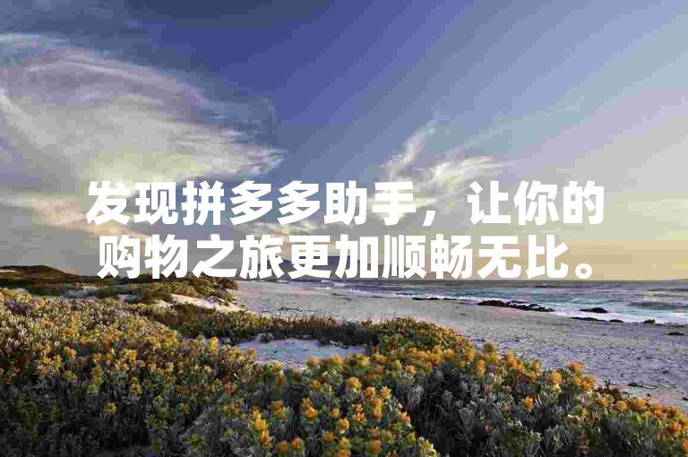 发现拼多多助手，让你的购物之旅更加顺畅无比。