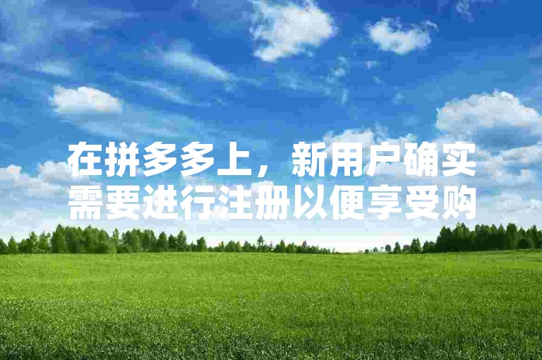 在拼多多上，新用户确实需要进行注册以便享受购物和参与活动的便利。