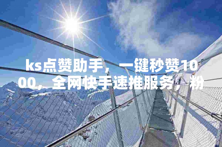 ks点赞助手，一键秒赞1000，全网快手速推服务，粉丝增长无忧平台。