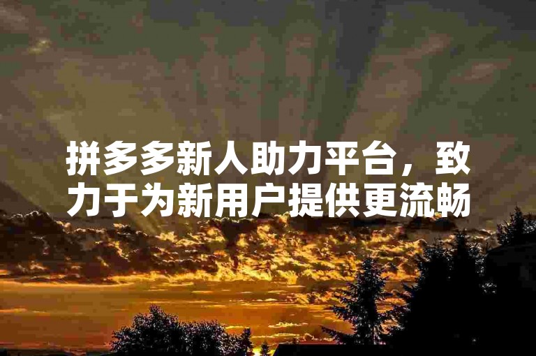 拼多多新人助力平台，致力于为新用户提供更流畅、便捷的购物体验。
