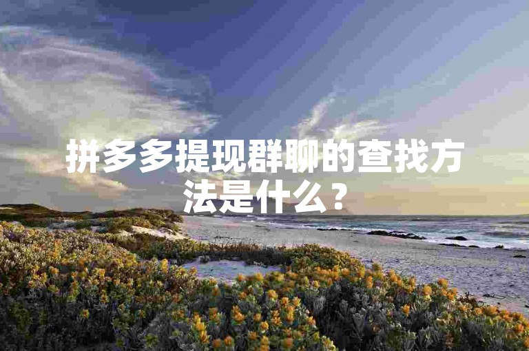 拼多多提现群聊的查找方法是什么？