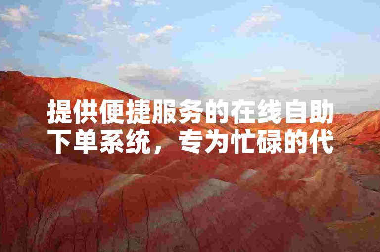 提供便捷服务的在线自助下单系统，专为忙碌的代理设计。
