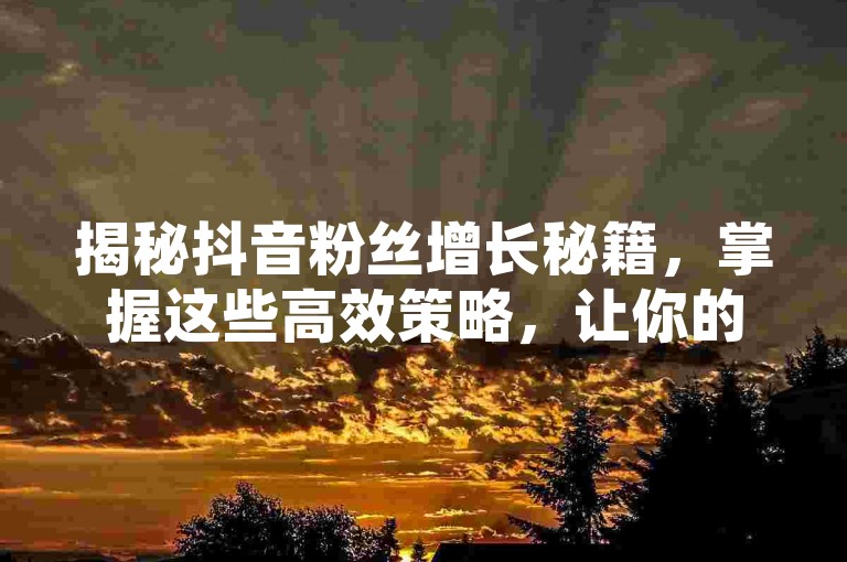 揭秘抖音粉丝增长秘籍，掌握这些高效策略，让你的粉丝数量在2025年实现飞跃式增长！