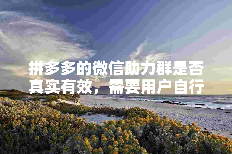 拼多多的微信助力群是否真实有效，需要用户自行判断和验证。