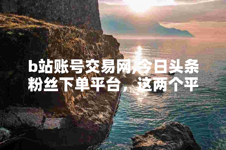 b站账号交易网,今日头条粉丝下单平台，这两个平台都提供了便捷的服务。