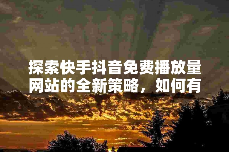 探索快手抖音免费播放量网站的全新策略，如何有效利用这些平台提升视频曝光率！2024年必备技巧。