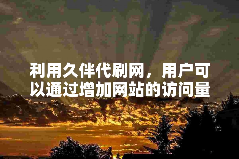利用久伴代刷网，用户可以通过增加网站的访问量来获得收益。