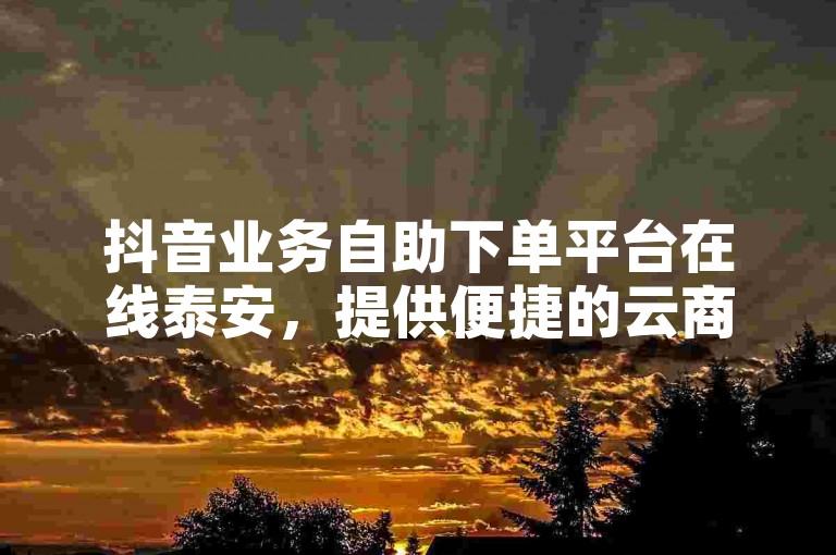 抖音业务自助下单平台在线泰安，提供便捷的云商城自助下单服务。