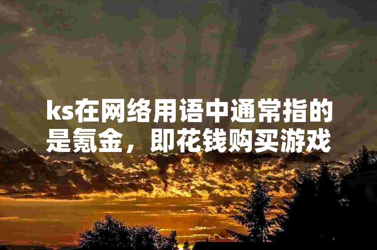 ks在网络用语中通常指的是氪金，即花钱购买游戏或应用内的物品或服务。