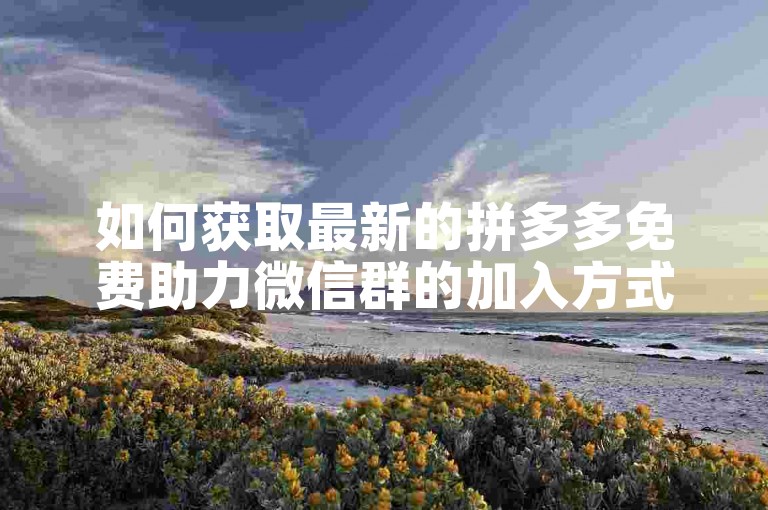 如何获取最新的拼多多免费助力微信群的加入方式？
